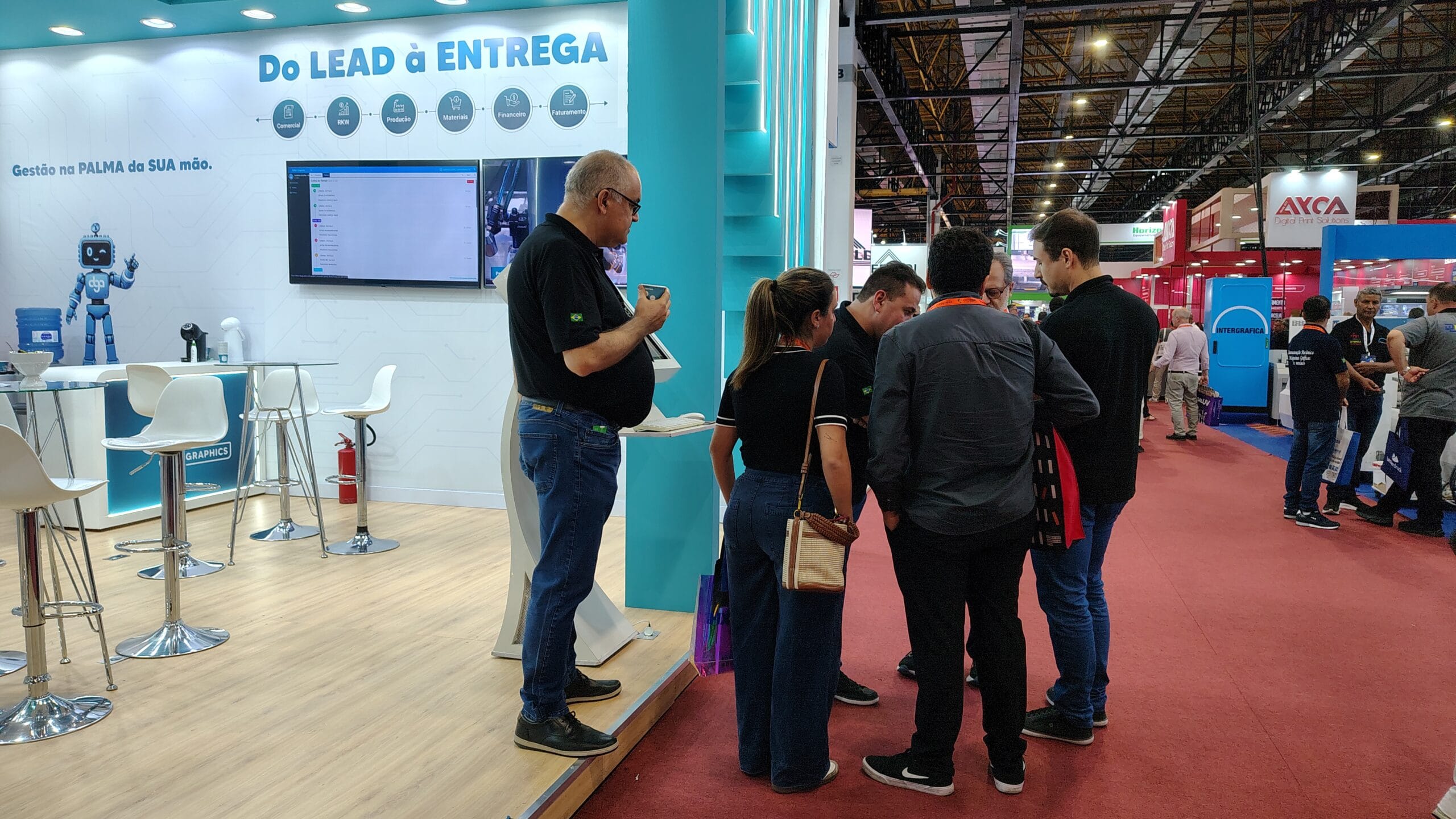 Estande da DGA Sistemas e Soluções na ExpoPrint 2026. Foto: Tábata Machado