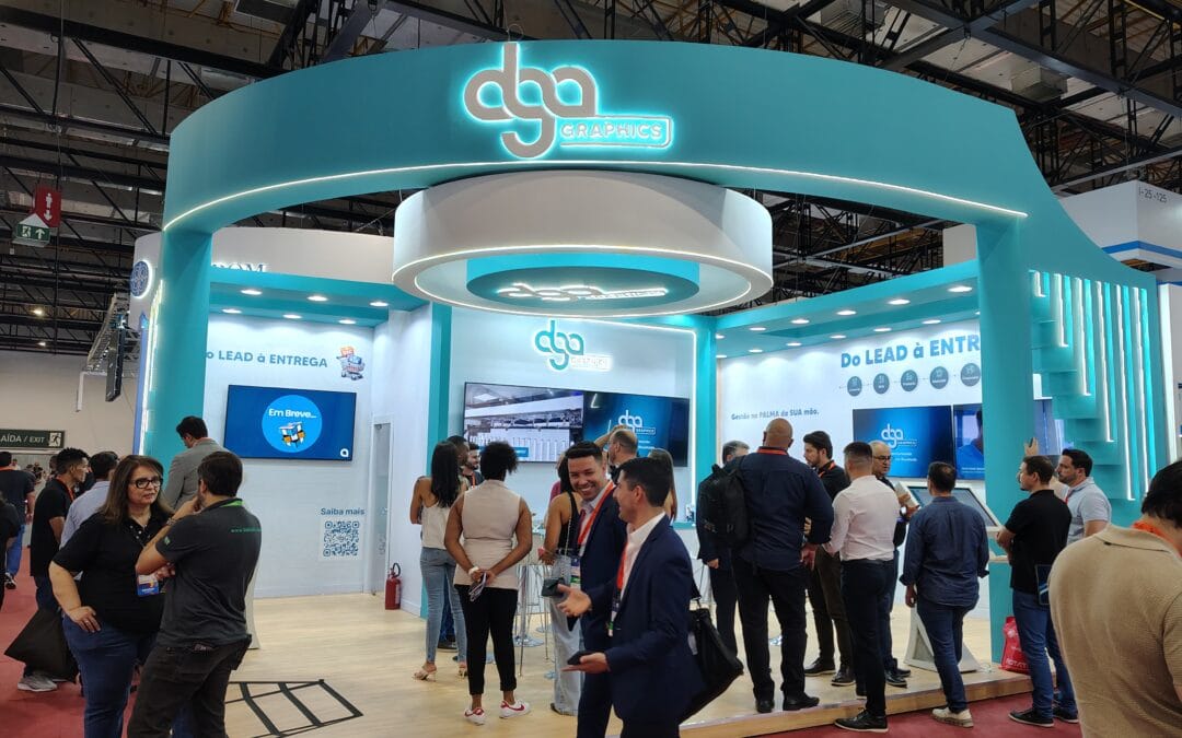 Estande da DGA Sistemas e Soluções na ExpoPrint 2026. Foto: Tábata Machado
